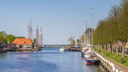 Fototapeta na wymiar Harbor with sailing boats in Medemblik