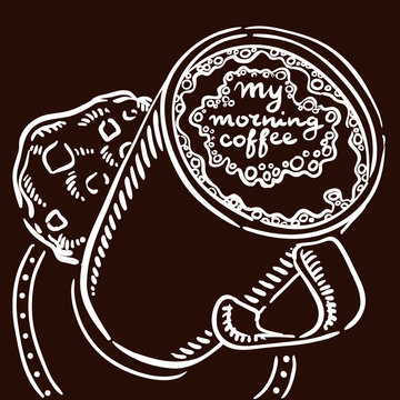 Fototapeta Morning coffee lettering