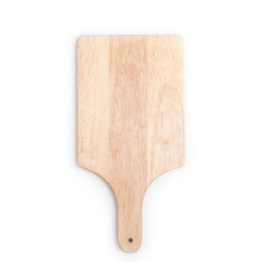 Close up Old wooden chopping board isolated on white