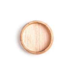 Empty wooden bowl isolated on white background