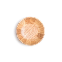 Empty wooden bowl isolated on white background