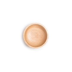 Empty wooden bowl isolated on white background