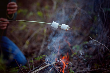  roasting marshmallows at campfire