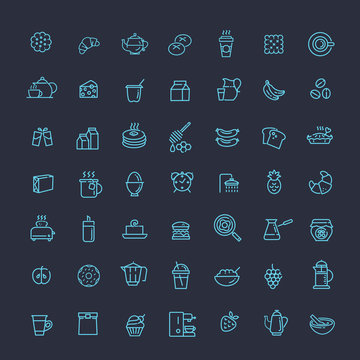 vector outline breakfast icons