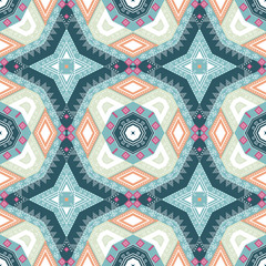 Ethnic colorful bohemian pattern. Geometric seamless background for wrapping, wallpaper, textile, fabric