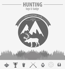 Hunting logo and badge template. Flat design. Vector illustratio