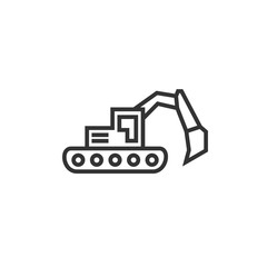 Bulldozer excavator linear style flat business logo modern design icons on a gray background