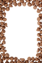 view of chocolate chips forming frame.