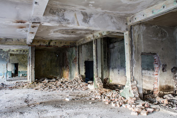 interior of an old abandoned building