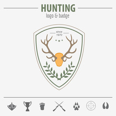 Hunting logo and badge template. Flat design. Vector illustratio