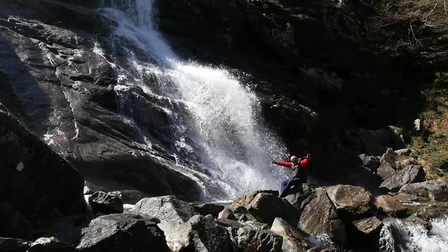 Ars waterfall in the Pyrenees in France, slow motion