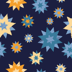 Seamless decorative vector background with stars. Print. Cloth design, wallpaper.