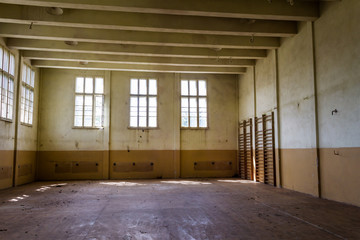 interior of an old abandoned building