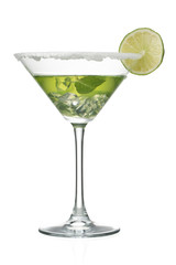 lemon juice in martini glass.