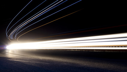 light trails in tunnel