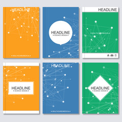 Modern design for brochure, booklet, flyer, cover, annual report. Abstract structure molecule and communication. Business vector templates. Science concept dna or neurons background