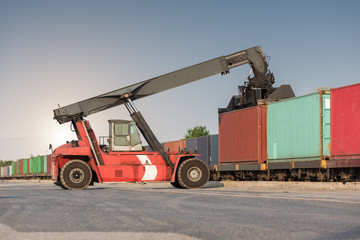 forklift handling container loading box