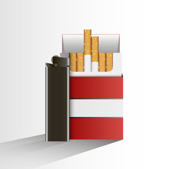 A pack of cigarettes and lighter
