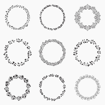 Set of vector wreaths. Isolated on white background. EPS 10