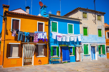 Fototapeta na wymiar Italy, Venice Burano island with traditional colorful houses 