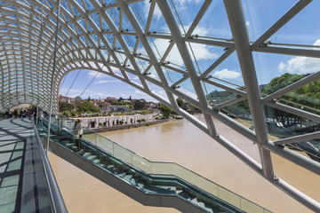 The Bridge of Peace over the Kura River in Tbilisi, capital of Georgia