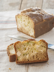 homemade cake with leek and cheese