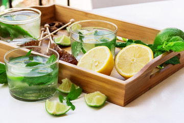 Fresh lemonade with ice