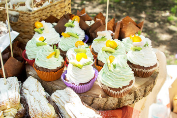 spongecake or muffin with cream