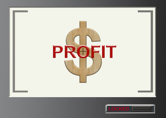 Text profit with dollar symbol in target locked screen