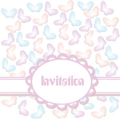 Template vintage invitation . For wedding, Banquet, celebration or statement.Gentle background. Colored butterfly