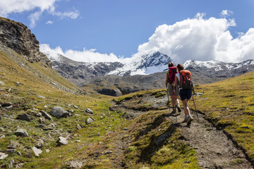 Hiking trail in Aosta Valley, Italy - obrazy, fototapety, plakaty