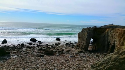 View of the cliff of Cote sauvage Bretagne France