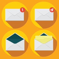 Mail icon set in flat style.