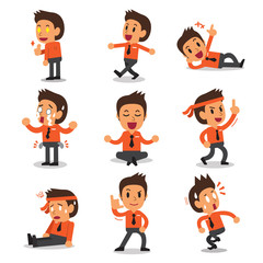 Cartoon businessman character poses