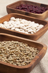 wooden bowl with vegetable beans