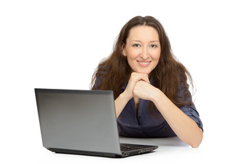 Naklejka premium Photo of young woman at work on her laptop