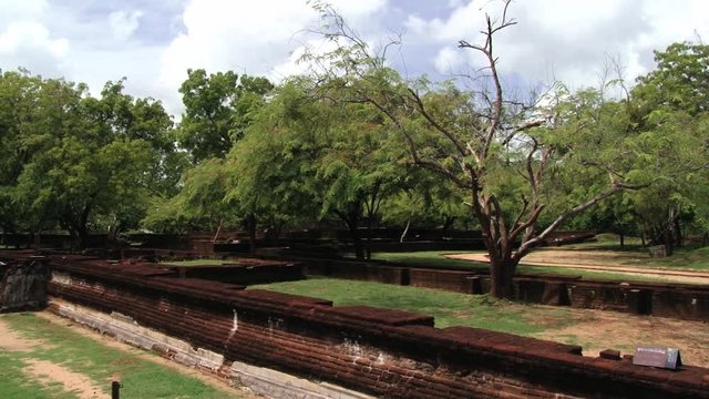 View to the ruins of the building in the ancient city of Polonnaruwa, Sri Lanka.