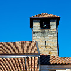 antique  building  clock tower in italy europe old  stone and be