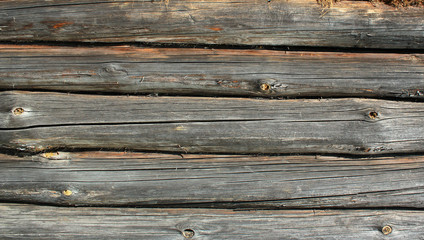 Close up of old wooden logs