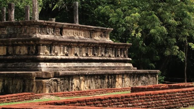 View to the ruins of the building in the ancient city of Polonnaruwa, Sri Lanka.