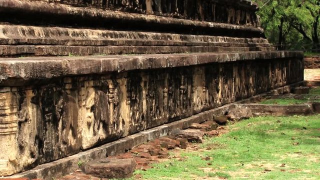 View to the ruins of the building in the ancient city of Polonnaruwa, Sri Lanka.