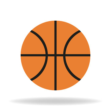 Icon basketball ball with shadow on a white background