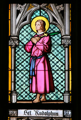 Fototapeta na wymiar Saint Rudolph - Stained Glass in Prague Cathedral