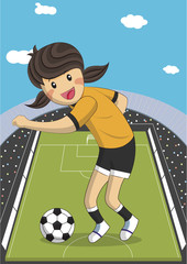 Illustration of a female soccer football player