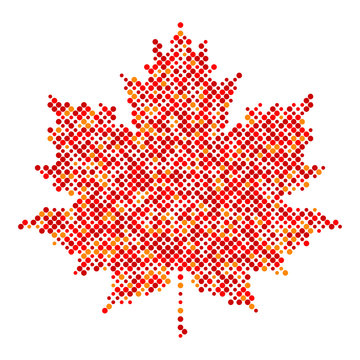 Maple leaf isolated dot abstract design symbol, Sugar maple icon, vector illustration