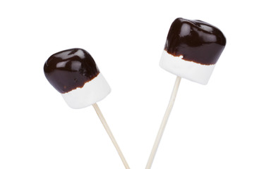 chocolate dipped white mallows