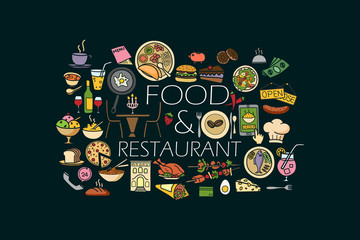 Flat line art design of Food and Drink concept