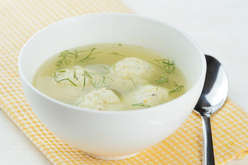 Healthy vegetable soup with fish ball