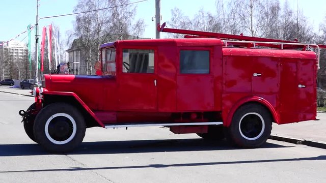 Old fire bluster tank truck