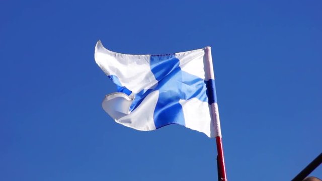 Flag of Finland in air